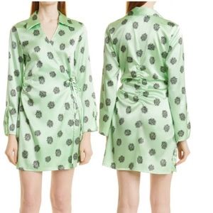 BAUM UND PFERDGARTEN Appel Floral Long Sleeve Silk Blend Minidress EU42 US L